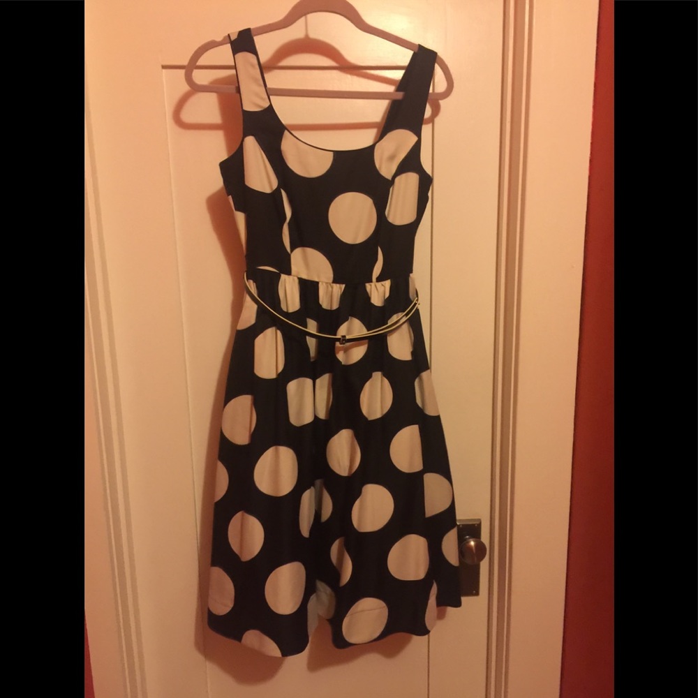 Donna Morgan Black and Cream Polka Dot Dress